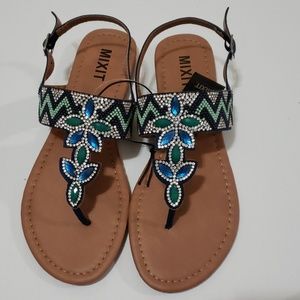 Blue Rhinestone Sandals